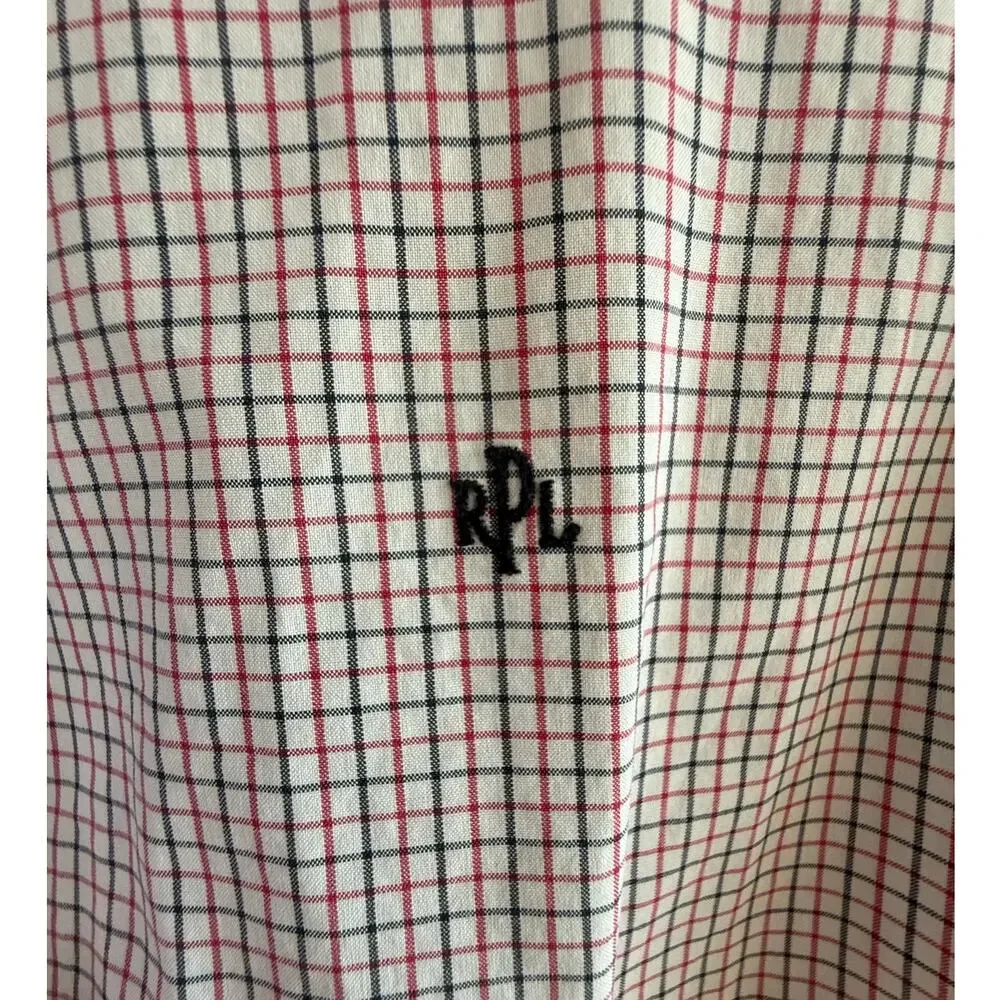 Vintage Polo Ralph Lauren Mens Large Red & Blue Button Down